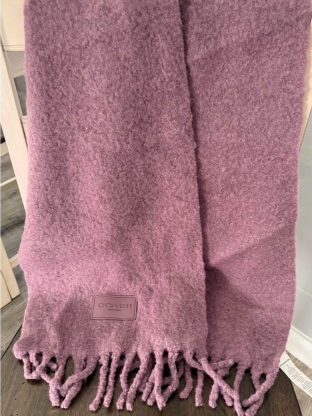 Coach Plush Bouclé Throw in Mauve Pink